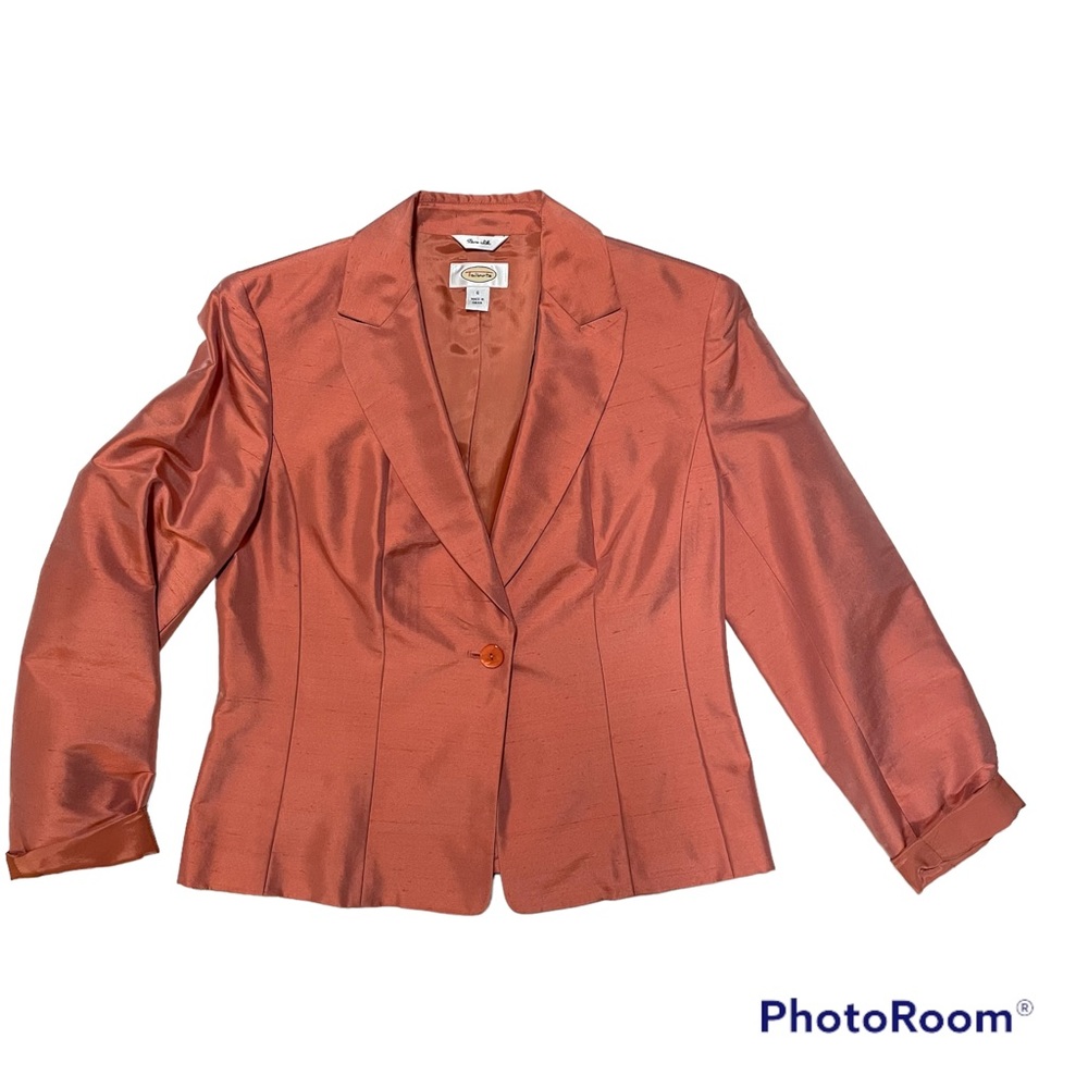 Talbots Women’s Long Sleeve Silk Jacket One Button Front Melon Color 6 Lovely